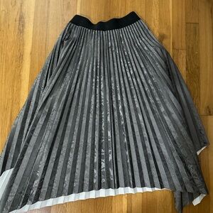 All Saints Charcoal Pleated Midi Skirt